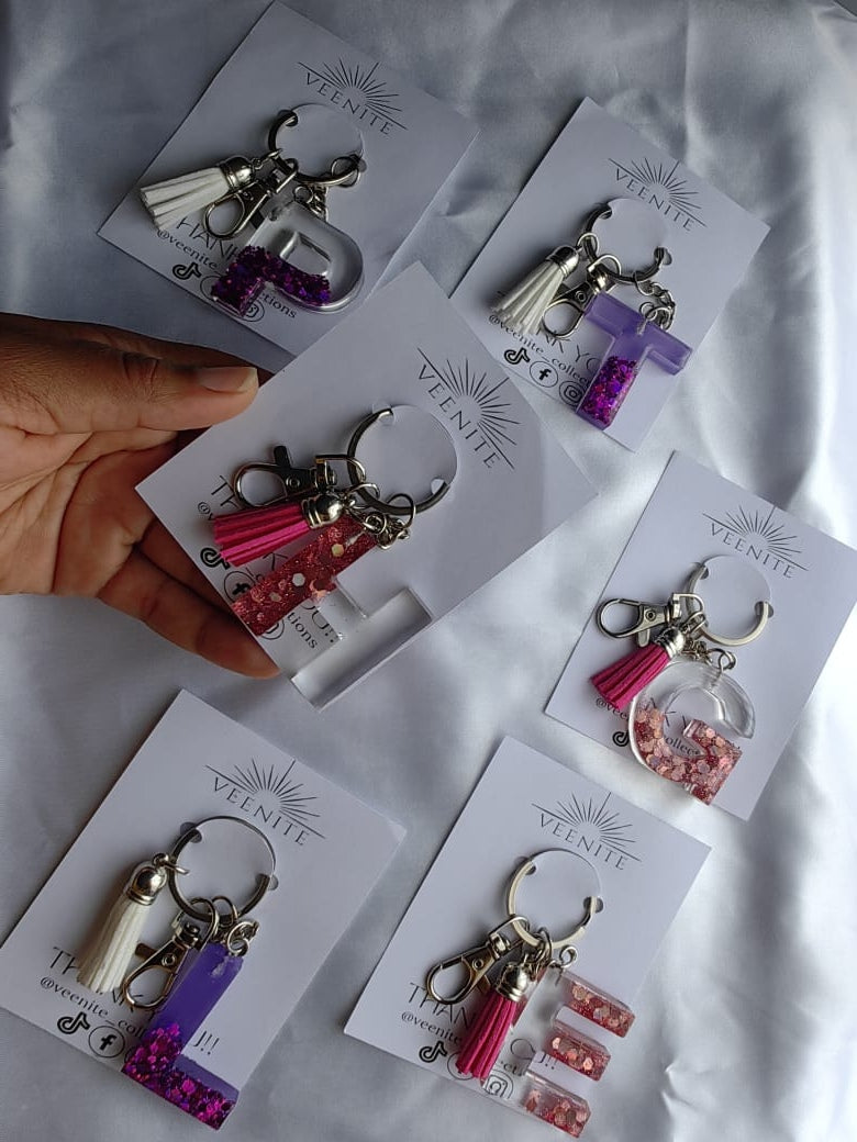 Glitter luxe resin keychain collection