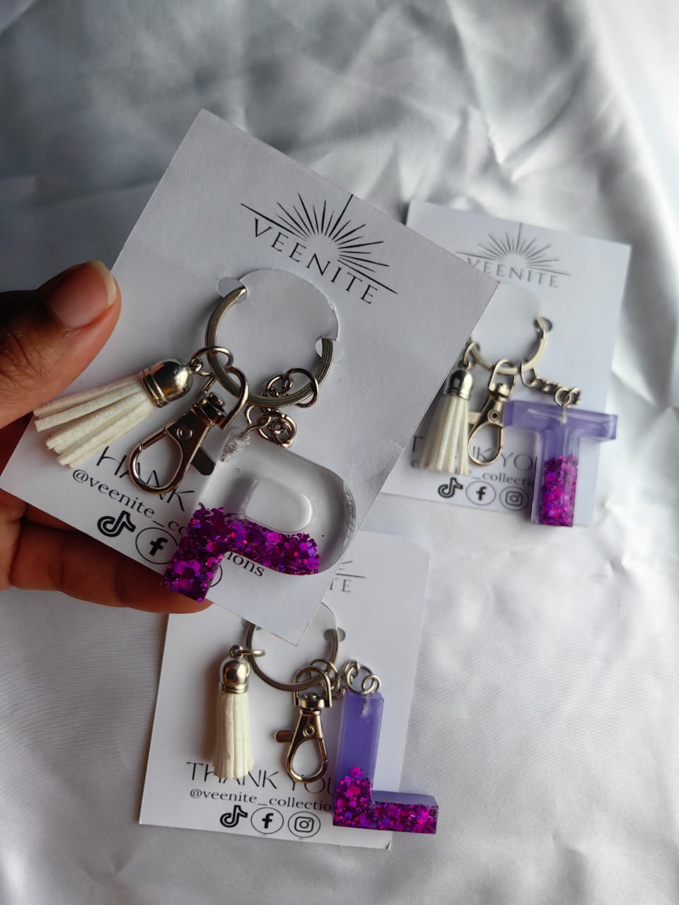 Glitter luxe resin keychain collection