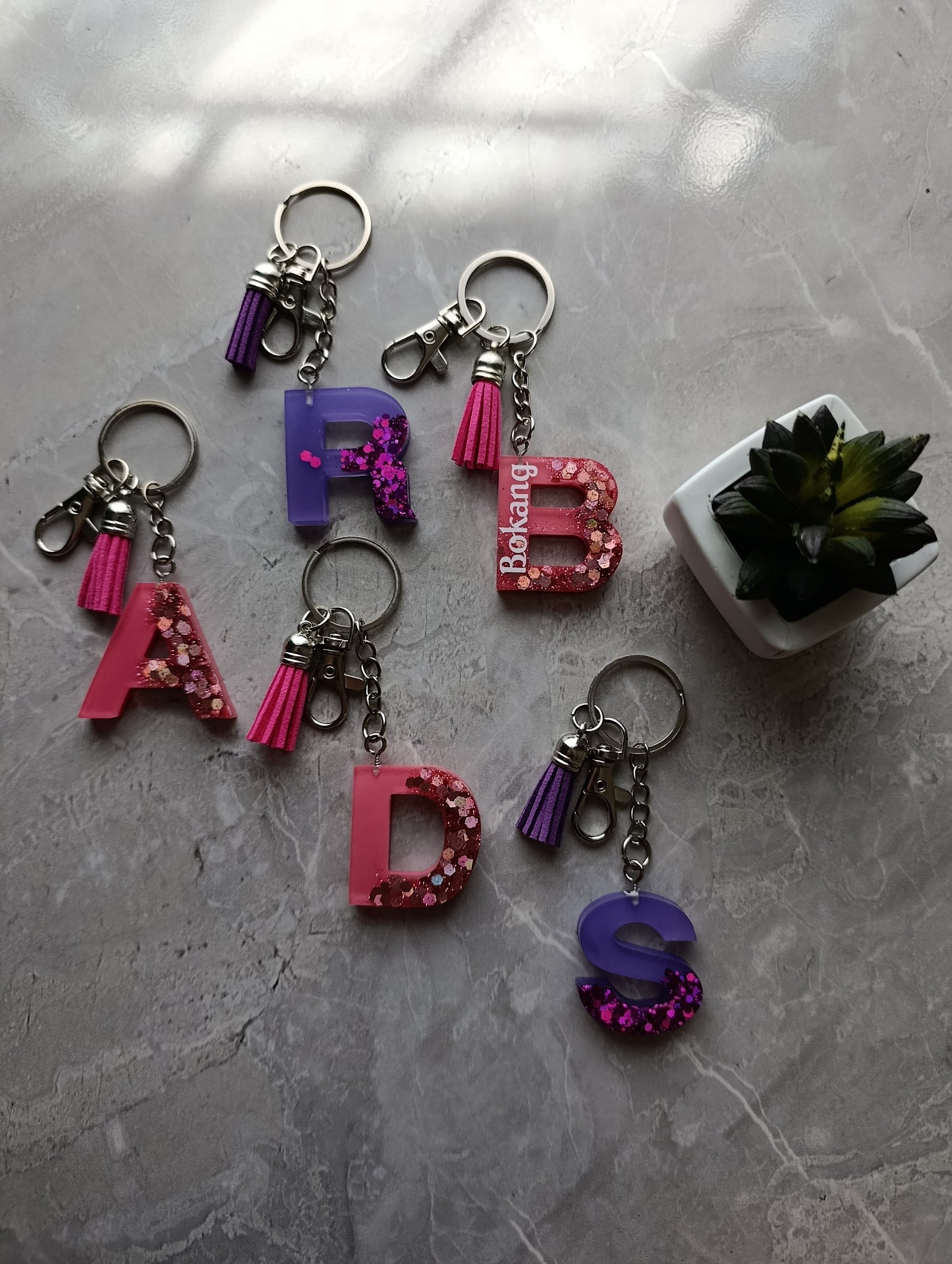 Glitter luxe resin keychain collection